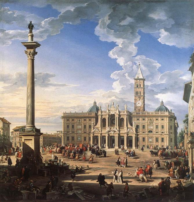 Peinture de 1744 par giovanni pannini montrant la basilique et la colonne de la paix 1